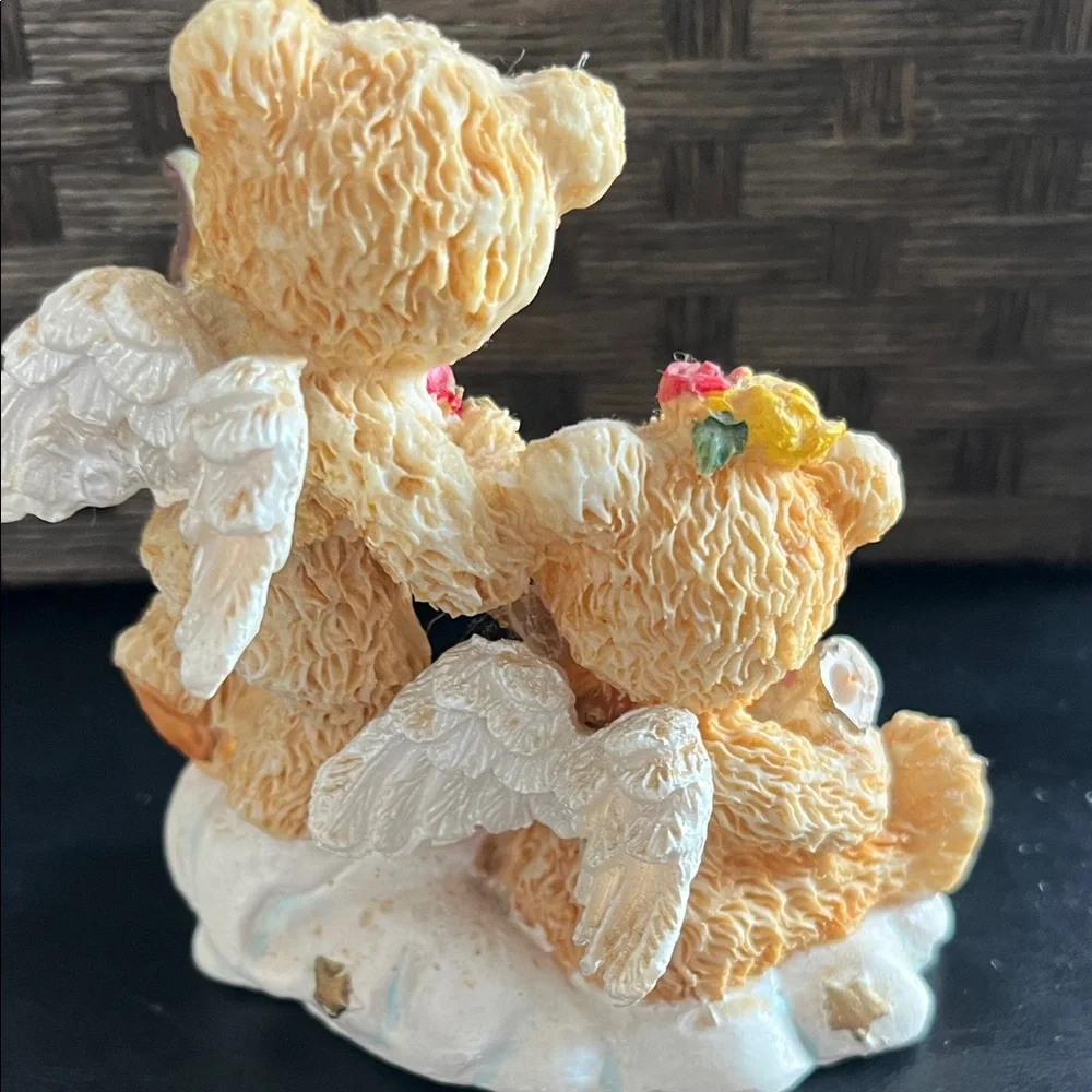 Charming Bear Figurine with Bow and Heart Accents